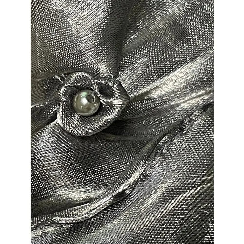 Metallic Silver Floral Button Frock Scarf Wrap 70